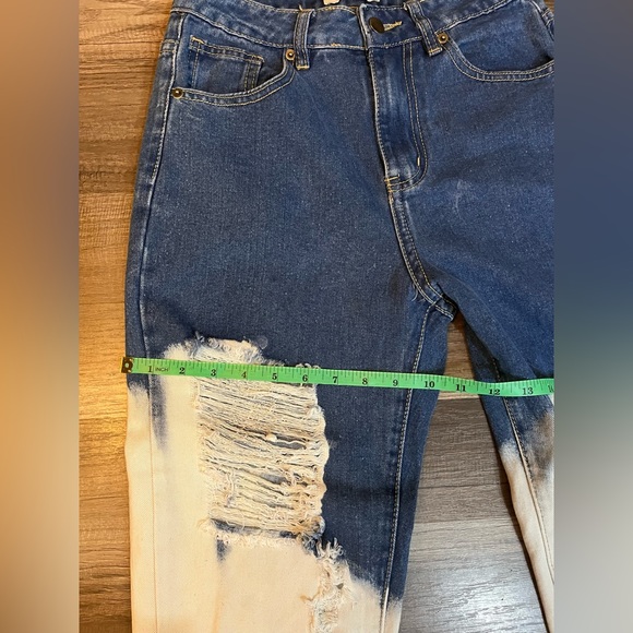 NWOT American Bazi  High Waist Denim Bleach Distressed Jeans SZ S - Picture 12 of 13